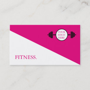 Modern Pink & White Fitness Business Card