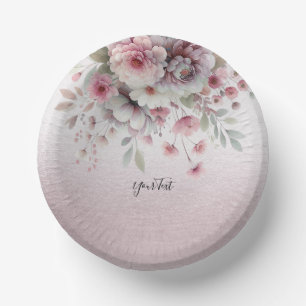 Modern Pink White Floral Paper Bowl Plate