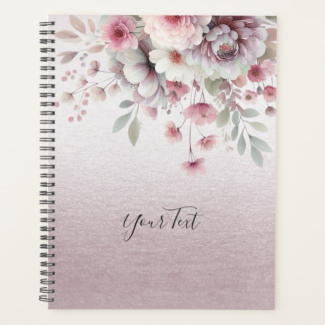 Modern Pink White Floral Wedding Planner (Front)