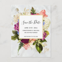 Modern Pink & White Floral Wedding Save the Date
