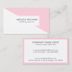 Modern Pink & White Geometric Design Business Card