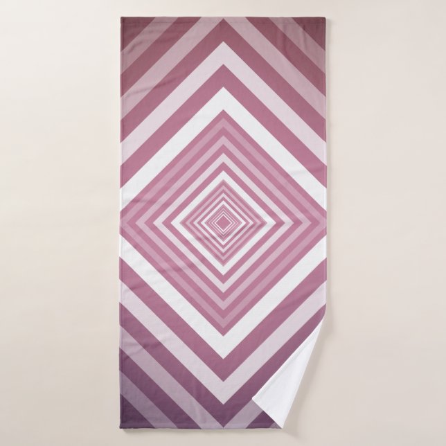 Modern Pink & White Gradation Squares Bath Towel Set (Bath Towel)