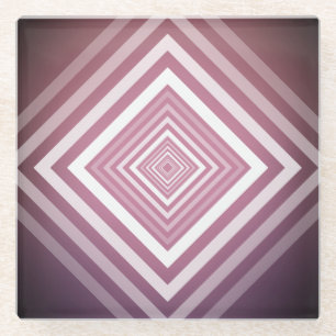 Modern Pink & White Gradation Squares Glass Coaster