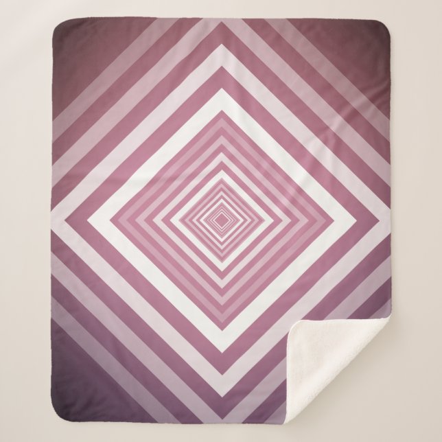 Modern Pink & White Gradation Squares Sherpa Blanket (Front)