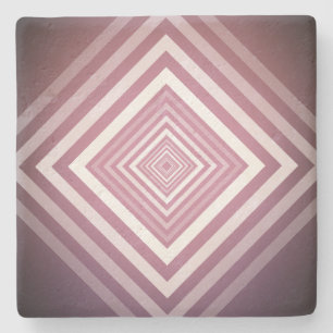 Modern Pink & White Gradation Squares Stone Coaster