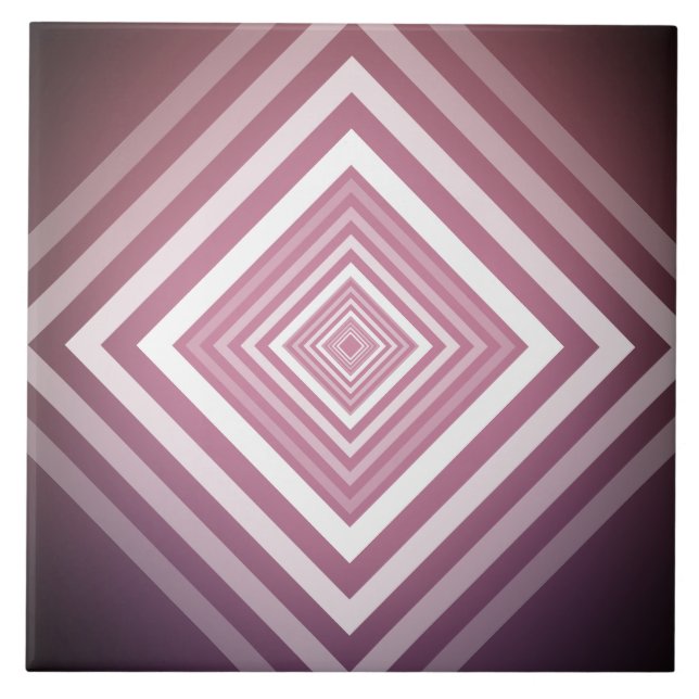 Modern Pink & White Gradation Squares Tile (Front)