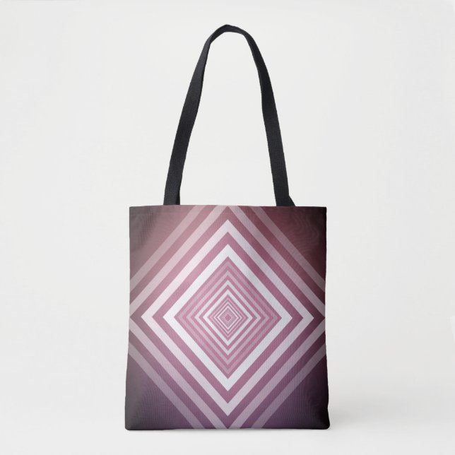 Modern Pink & White Gradation Squares Tote Bag (Front)