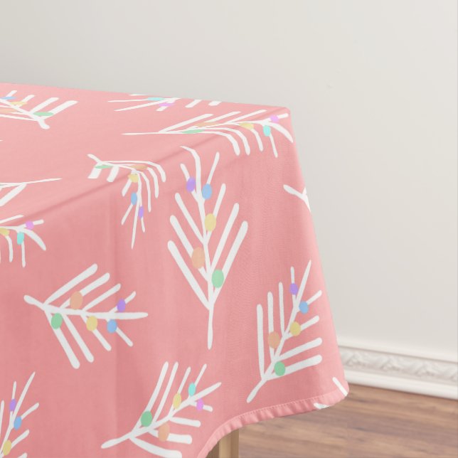 Modern Pink White Pastel Dots Christmas Holiday Tablecloth (In Situ)