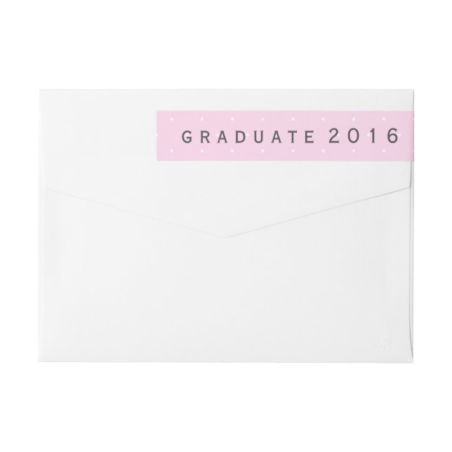Modern Pink White Polka Dots Graduate 2016 Wrap Around Label (Back)