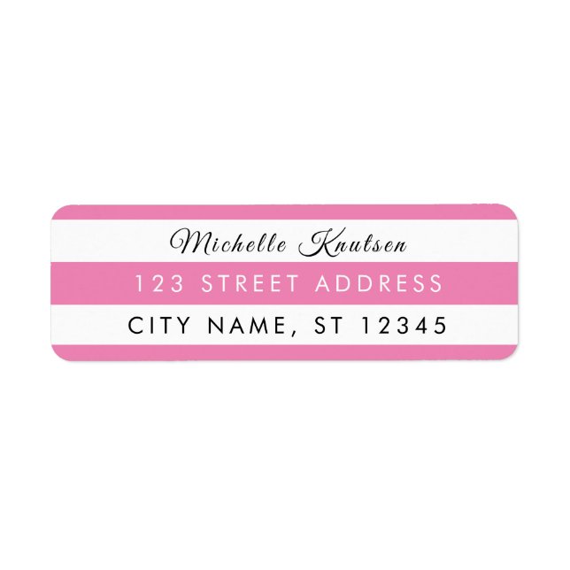 Modern Pink & White Stripes  Address Labels   (Front)