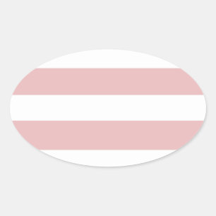 Modern Pink White Stripes Pattern Oval Sticker