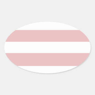 Modern Pink White Stripes Pattern Oval Sticker