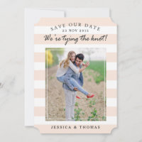 Modern Pink & White Stripes | Photo Save The Date