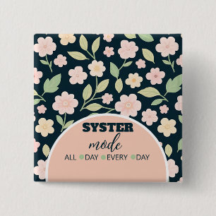Modern Pink Wildflowers Pattern 15 Cm Square Badge