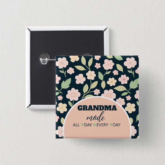 Modern Pink Wildflowers Pattern 15 Cm Square Badge (Front & Back)