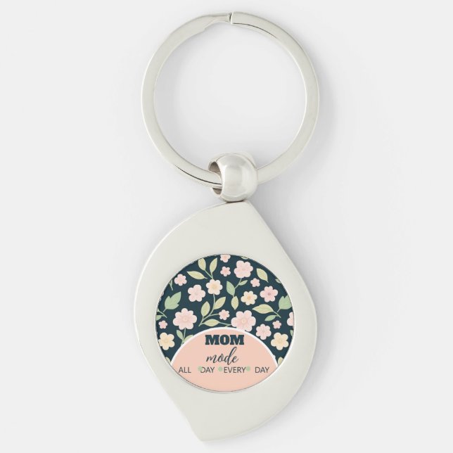 Modern Pink Wildflowers Pattern Key Ring (Front)