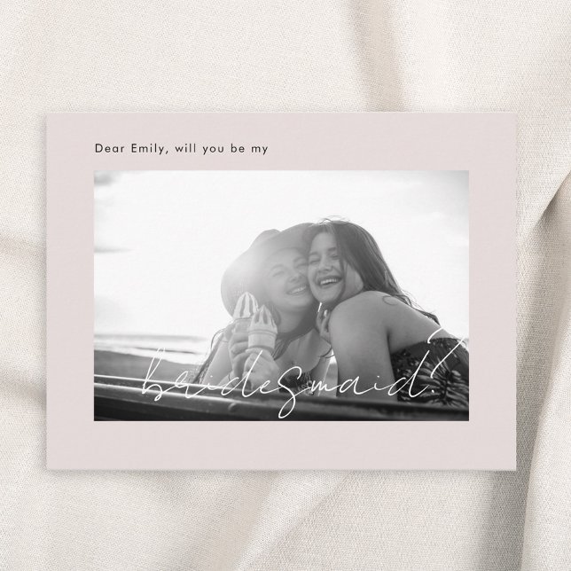 Modern Pink Will You Be My Bridesmaid Photo Invitation Postcard (Creator Uploaded)