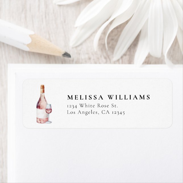 Modern Pink Wine Bridal Shower Return Address (Insitu)