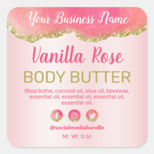 Modern Pink With Gold Glitter Product Labels