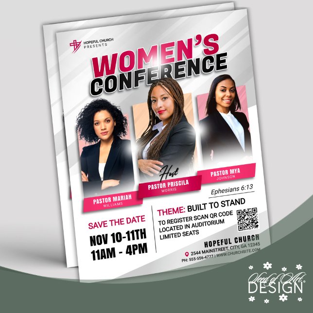 Modern Pink Women's Church Conference Gathering Flyer (Creator Uploaded)