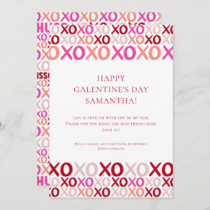 Modern Pink XOXO Best Friend Bff Galentine's Day Holiday Card