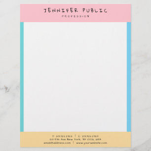 Modern Pink Yellow Blue Green Elegant Colourful Custom Letterhead
