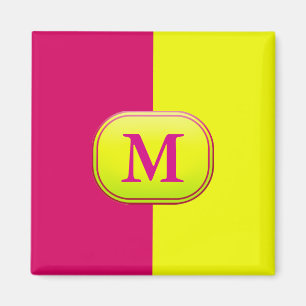 Modern Pink & Yellow Colour Block – Personalised Magnet