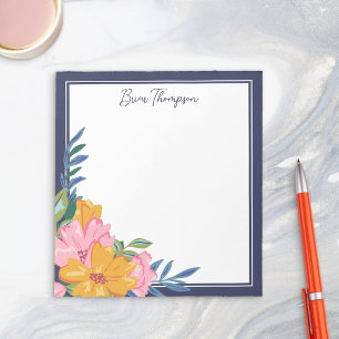 Modern Pink & Yellow Floral Arrangement Notepad