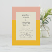 Modern Pink Yellow Geometric Typography Wedding