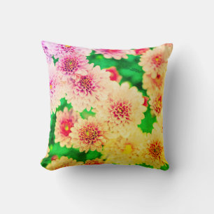 modern pink yellow spring floral Pillow