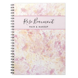 Modern Pink Yellow Watercolor Script Notebook