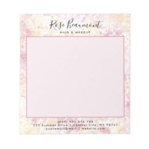 Modern Pink Yellow Watercolor Script Notepad