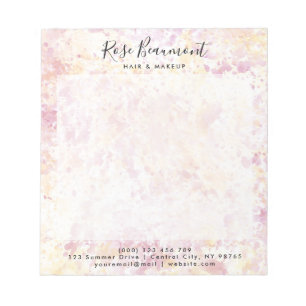 Modern Pink Yellow Watercolor Script Notepad