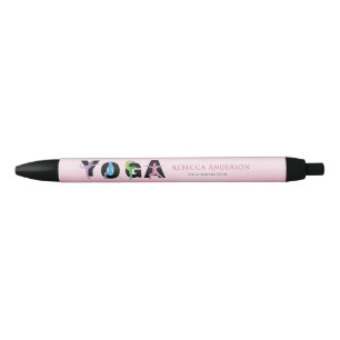 Modern Pink Yoga Instructor Style Black Ink Pen