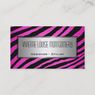 Modern Pink Zebra Professional Business Card