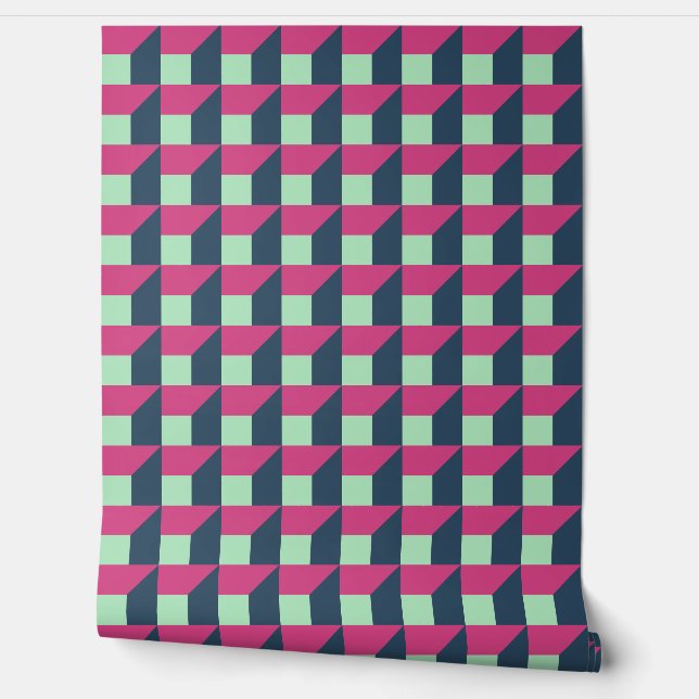 Modern Pink Zig-Zag Geometric Wallpaper – Trendy  (Unrolling)