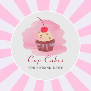 Modern Pinkcupcake business Classic Round Sticker