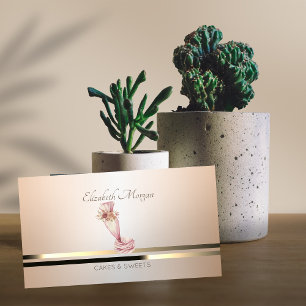 Modern Piping Bag Flowers Bakery Luminouse Business Card