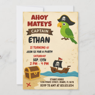 Modern Pirate Birthday Invitation