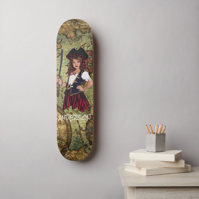 Modern PIRATE GIRL Skateboard (Wall Art)