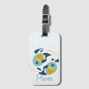 Modern Pisces Fish Zodiac  Luggage Tag