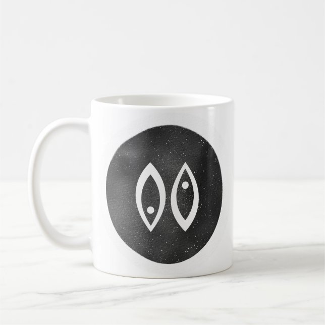 Modern Pisces Zodiac Sign Black White Minimal Coffee Mug (Left)