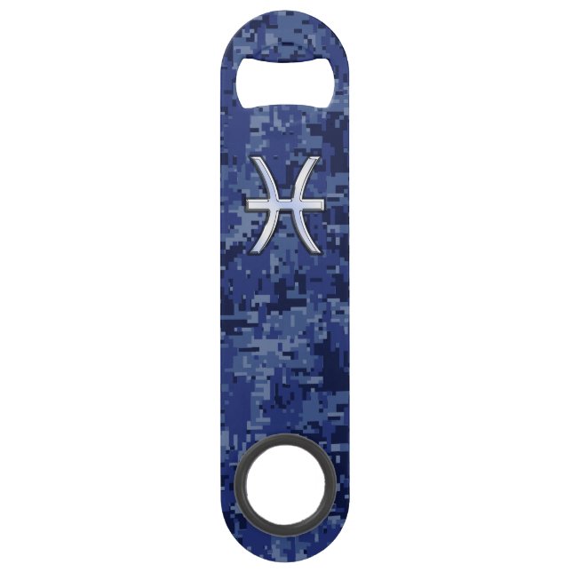 Modern Pisces Zodiac Sign Navy Blue Digital Camo (Front)