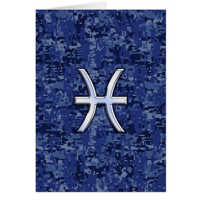 Modern Pisces Zodiac Sign Navy Blue Digital Camo (Front)