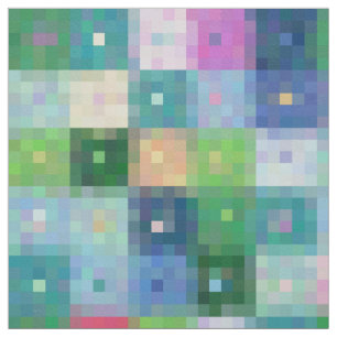 Modern pixel block colour quilt patches fabric