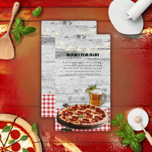 Modern Pizza +Beer Bricks Baby Shower Enclosure Card