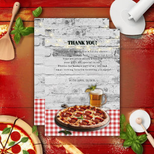 Modern Pizza +Beer Bricks Baby Shower Thank You Card