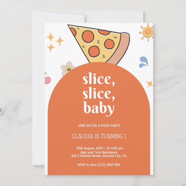 Modern Pizza Birthday Invitation (Front)