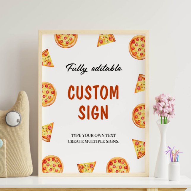 Modern Pizza Birthday Party Custom Sign (Creator Uploaded)