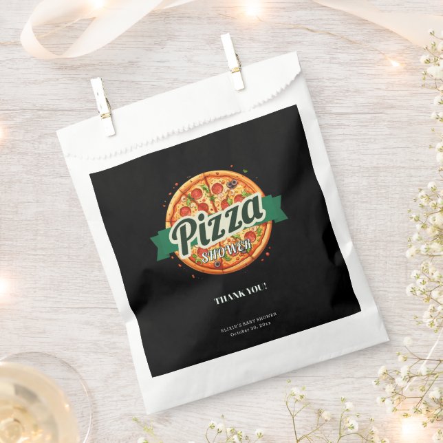 Modern Pizza Party Baby Shower Favour Bags (Clipped)